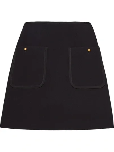 Miu Miu Pocket Detail High-waisted Skirt In Black