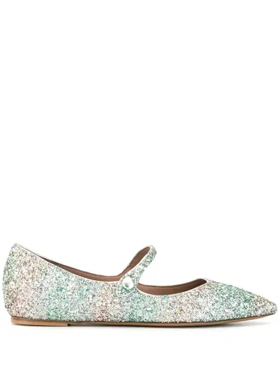 Tabitha Simmons Hermione Glitter Ballerina Shoes In Green