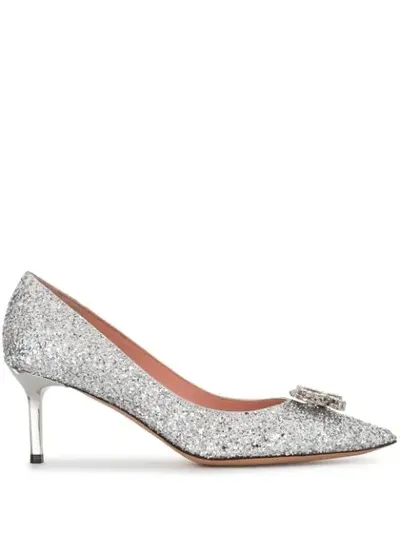 Rochas Crystal-r Glitter Pumps In Silver