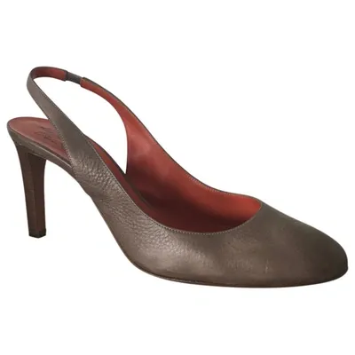 Pre-owned Santoni Leather Heels In Brown