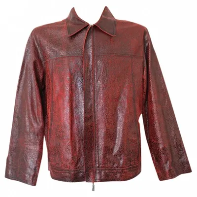 Pre-owned Roberto Cavalli Leather Jacket In Red