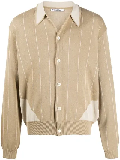 Our Legacy Striped V-neck Cardigan In Neutrals