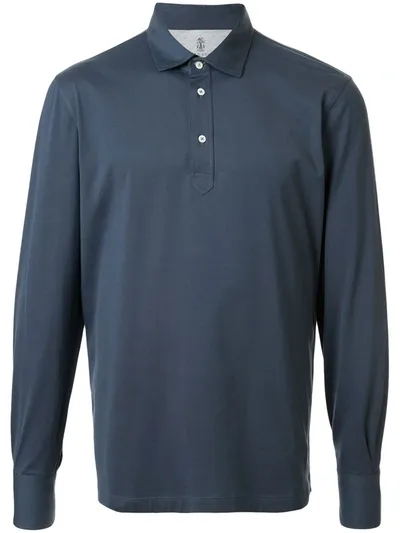 Brunello Cucinelli Long-sleeved Polo Shirt In Blue