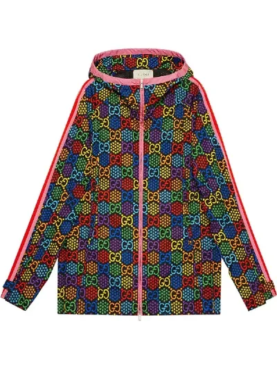 Gucci Gg Psychedelic Print Hooded Jacket In Black