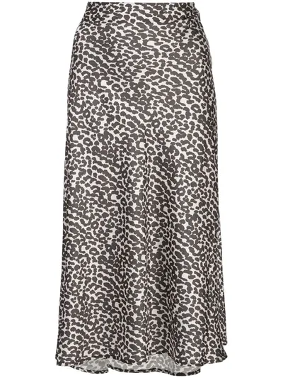 Apparis Zui High Waisted Leopard Print Skirt In Green