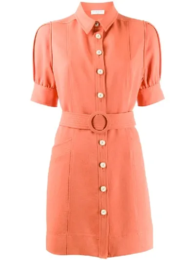 Sandro Shirt Dress With Decorative Buttons In Orange