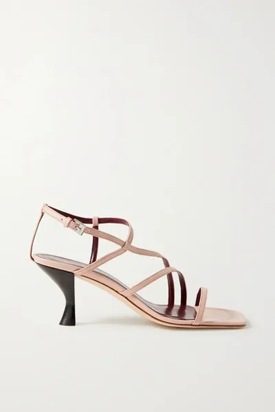 Staud Gita Square-toe Leather Sandals In Blush