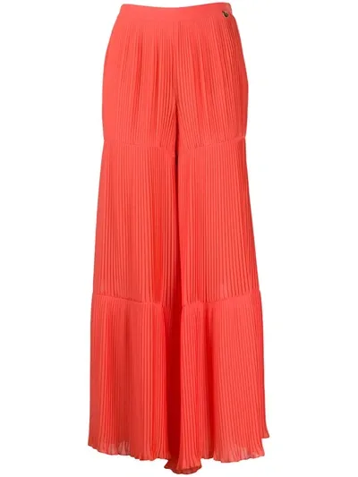 Twinset Pleated Wide Leg Trousers In Orange