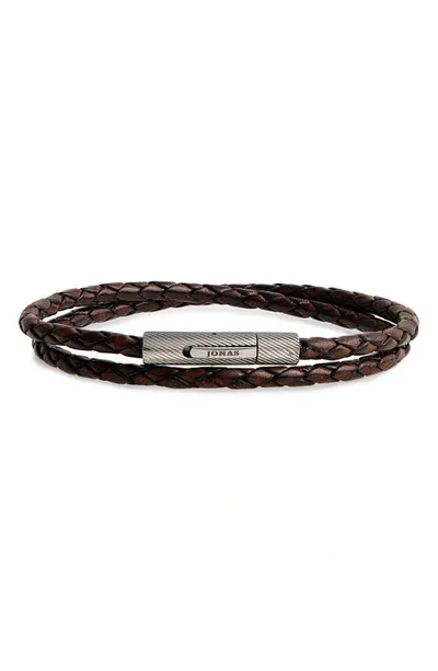 Jonas Studio Braided Leather Wrap Bracelet In Brown