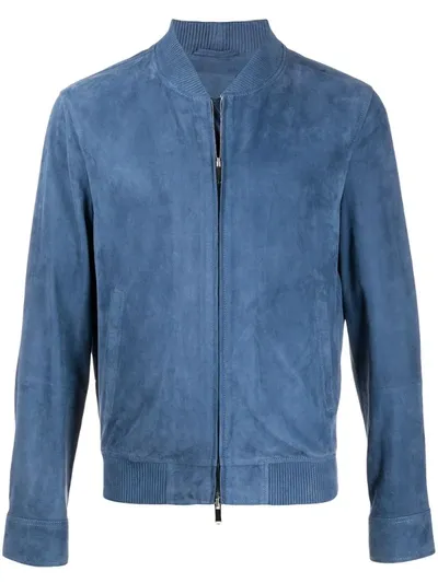 Desa 1972 Suede Bomber Jacket In Blue