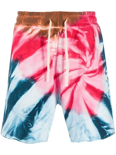 Paura Tie Dye Track Shorts In Pink