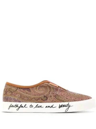 Etro Paisley Slip-on Sneakers In Brown