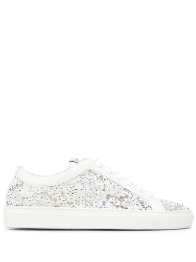 Le Silla Embellished Lace Sneakers In White