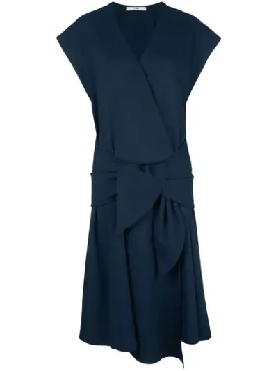 Tibi Chalky Drape Sleeveless Wrap Dress In Blue