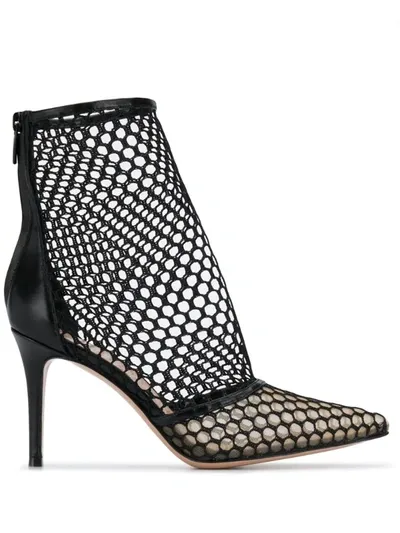 Gianvito Rossi Mesh-netted Stiletto Boots In Black