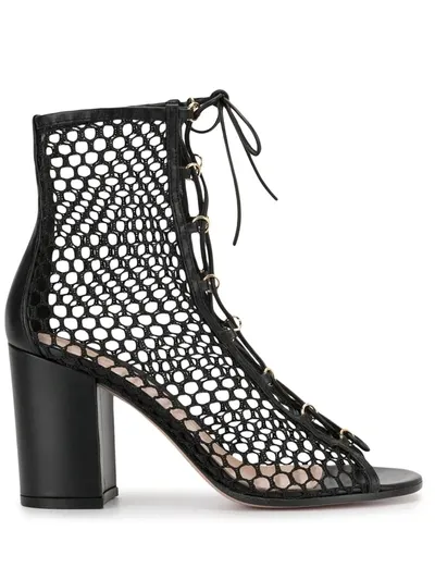 Gianvito Rossi Mesh Style Lace-up Sandals In Black