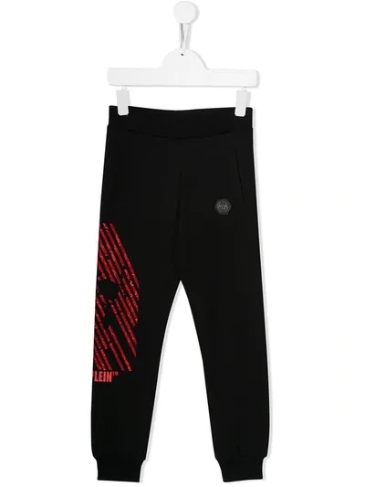 Philipp Plein Junior Kids' Skull Track Trousers In Black