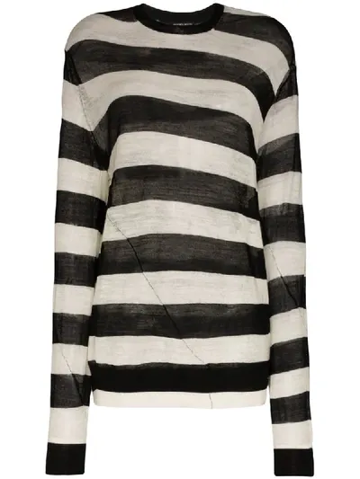 Ann Demeulemeester Stripe Sheer Jumper In Black