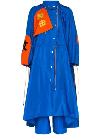 Angel Chen Toko Fuki Embroidered Drawstring Coat In Blue