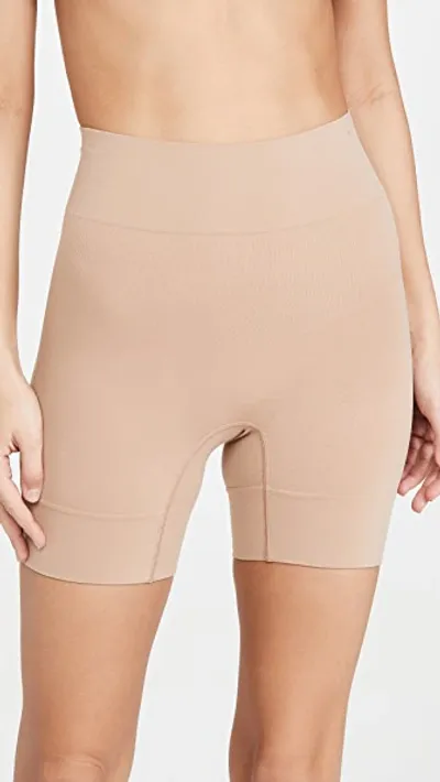 Yummie Bria No Roll Wide Hem Shorts In Almond