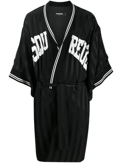 Dsquared2 Logo Print Boxing Robe In Black