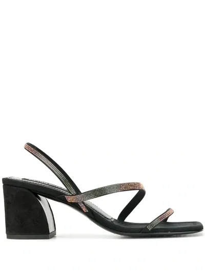 Pedro Garcia Embellished Low Heel Sandals In Black