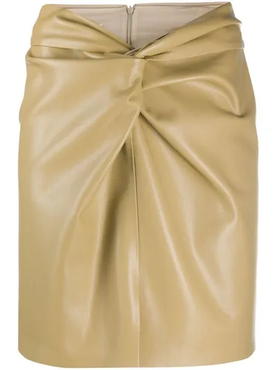 Nanushka Faux Leather Twist Knot Skirt In Military Green