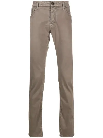 Jacob Cohen Slim Fit Trousers In Brown