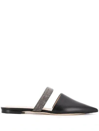 Fabiana Filippi Brass-embellished Low-heel Mules In Black