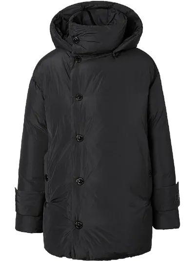 Burberry Detachable Hood Down-filled Oversized Wrap Coat In Black