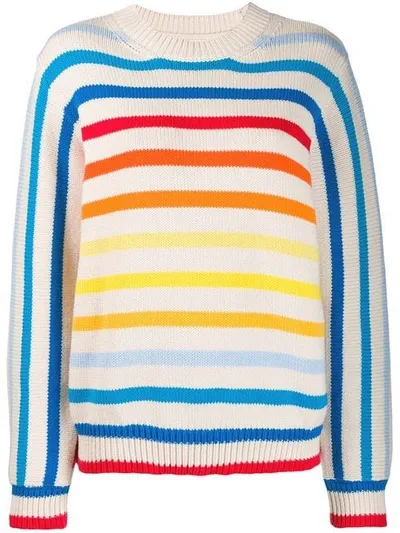 Chinti & Parker Rainbow Breton Stripe Chunky Knit Sweater In Neutrals