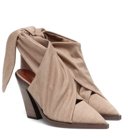 Burberry Tillington Technical Wool Mules In Pecan Melange