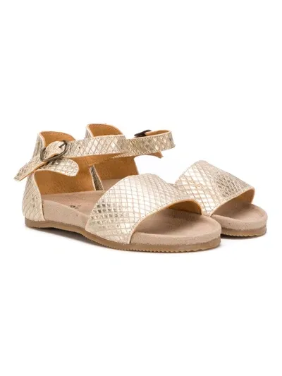 Pèpè Kids' Diamond Pattern Sandals In Gold