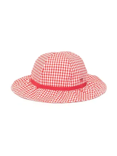 Familiar Kids' Checkered Sun Hat In Red