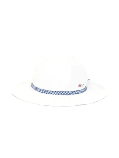 Familiar Kids' Gingham-trimmed Sunhat In White