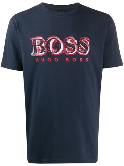 Hugo Boss T-shirt Mit Logo-print In Blue