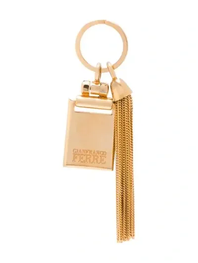 Pre-owned Gianfranco Ferre 2000s Logo Charm Keyring In Gold