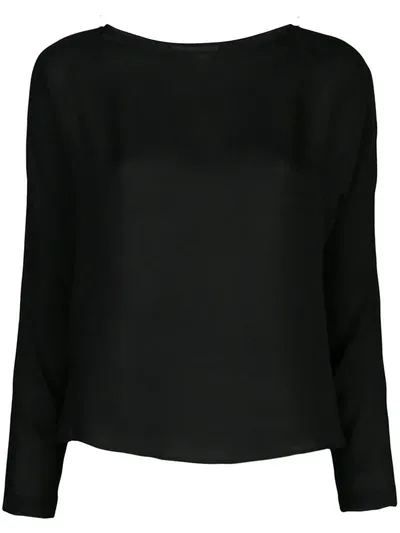 Nili Lotan Silk Long Sleeve Top In Black