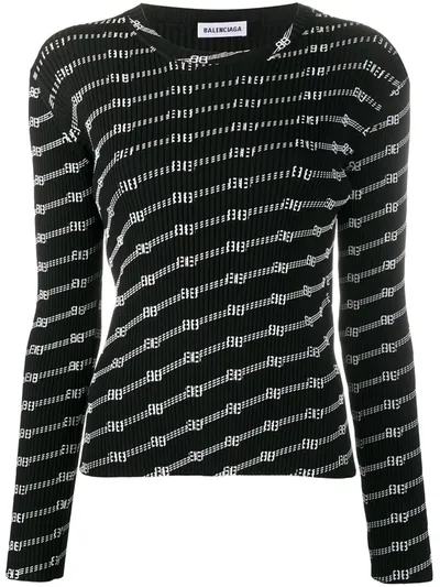 Balenciaga License Knitted Top In Black