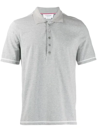 Thom Browne Side Slit Short Sleeve Polo In Grey