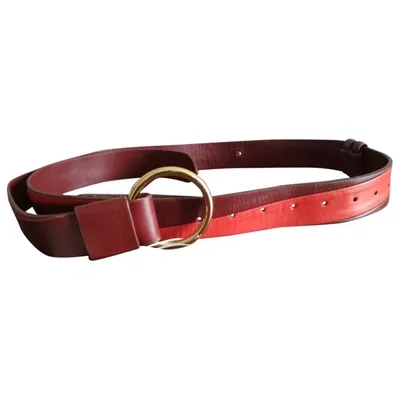 Pre-owned Diane Von Furstenberg Leather Belt In Burgundy