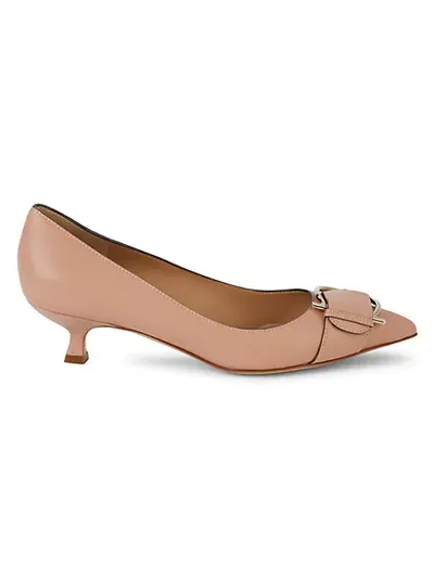 Ferragamo Bion Leather Buckle Pumps In New Blush