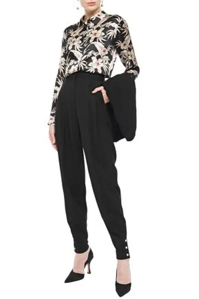 Altuzarra Pleated Wool-blend Tapered Pants In Black