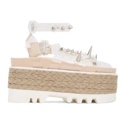 Simone Rocha White 80 Embellished Leather Espadrille Flatform Sandals