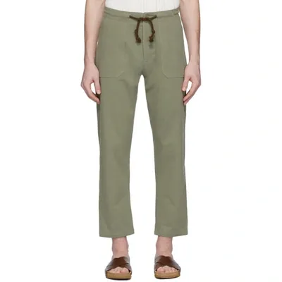 Nanushka Nova Tapered Stretch-cotton Twill Drawstring Trousers In Green