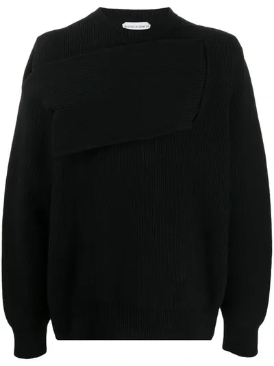 Bottega Veneta Deconstructed-effect Ribbed Jumper In Black