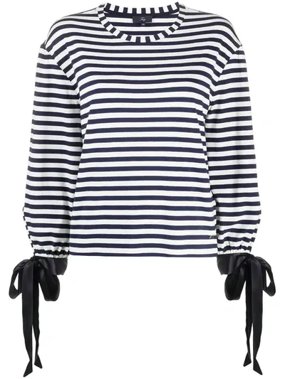 Fay Striped Stretch Viscose Blouse In Dark Blue