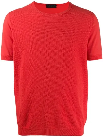 Roberto Collina Piqué Effect T-shirt In Red