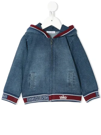 Dolce & Gabbana Babies' Dg King Trim Hoodie In Blue