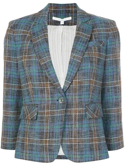 Veronica Beard Martel Dickey Plaid Cotton-blend Blazer In Blue